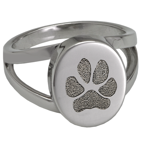 Oval "V" Ring with Actual Paw Print