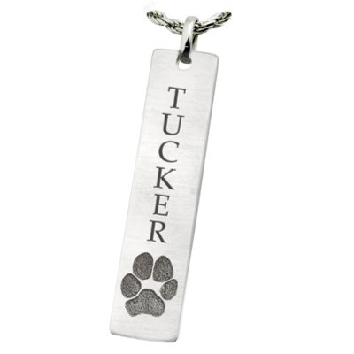 Vertical Bar Pendant with Paw Print