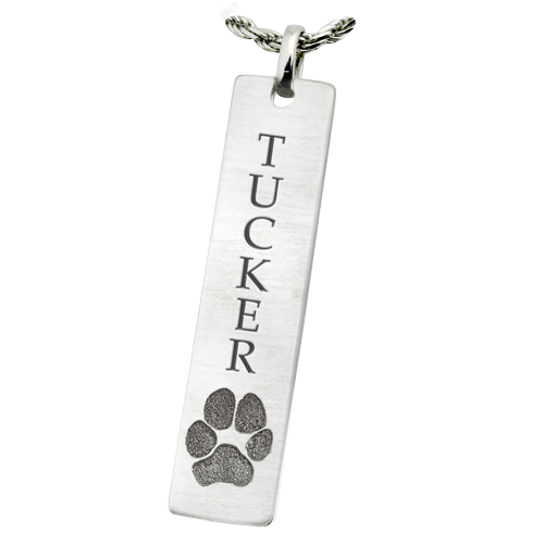 Vertical Bar Pendant with Paw Print
