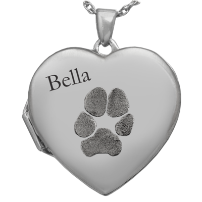 Double-Photo Heart Locket with Paw Print