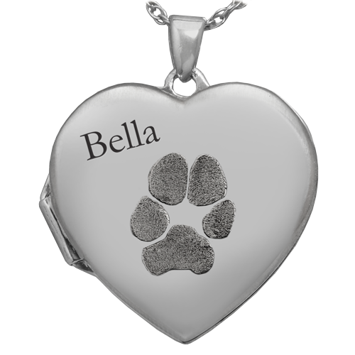 Double-Photo Heart Locket with Paw Print