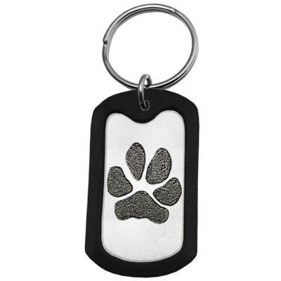 Stainless Steel Dog Tag Key Ring with Paw Print