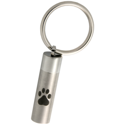 Stainless Steel Paw Print Cylinder Key Ring