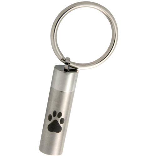 Stainless Steel Paw Print Cylinder Key Ring